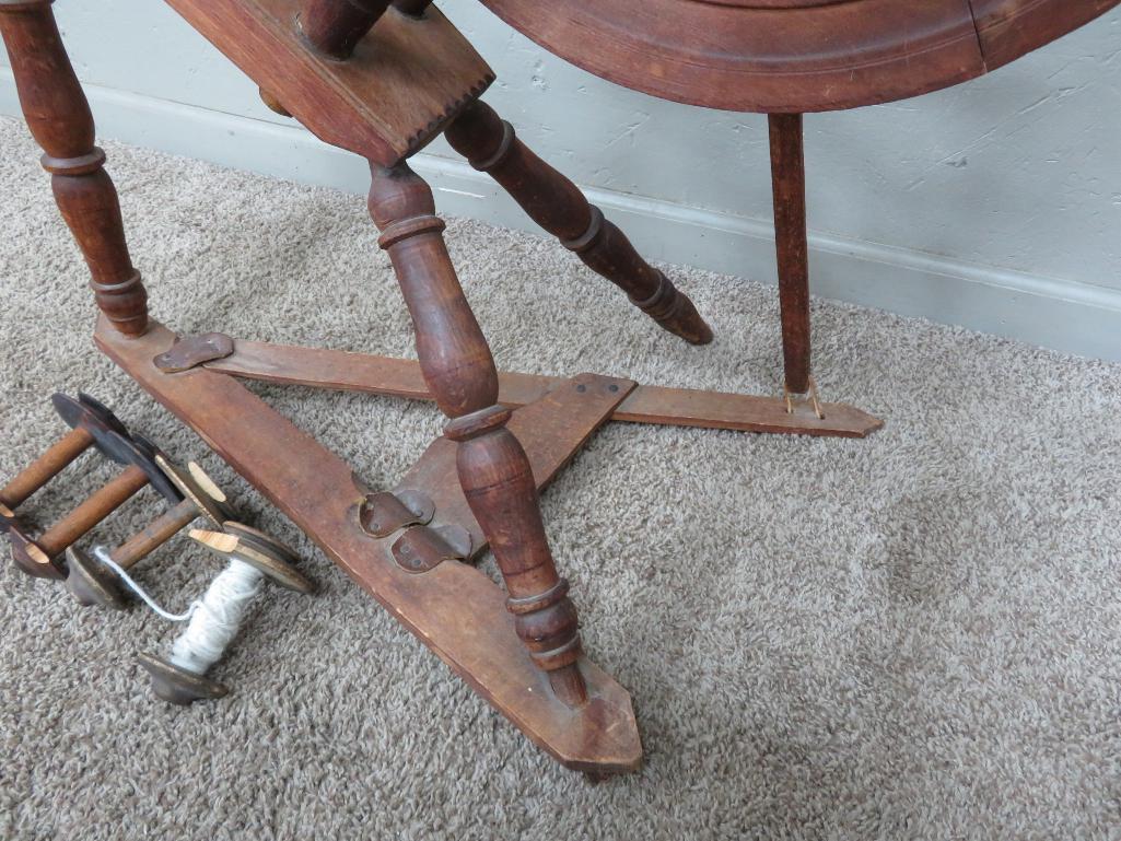 Antique Spinning wheel, 18" wheel, 33" tall