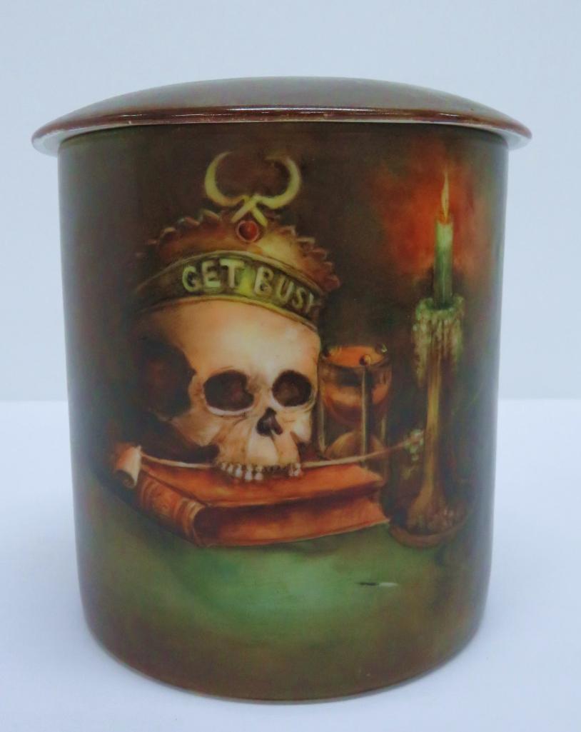 Skull tobacco humidor, Vienna Austria, 5 1/2", Get Busy