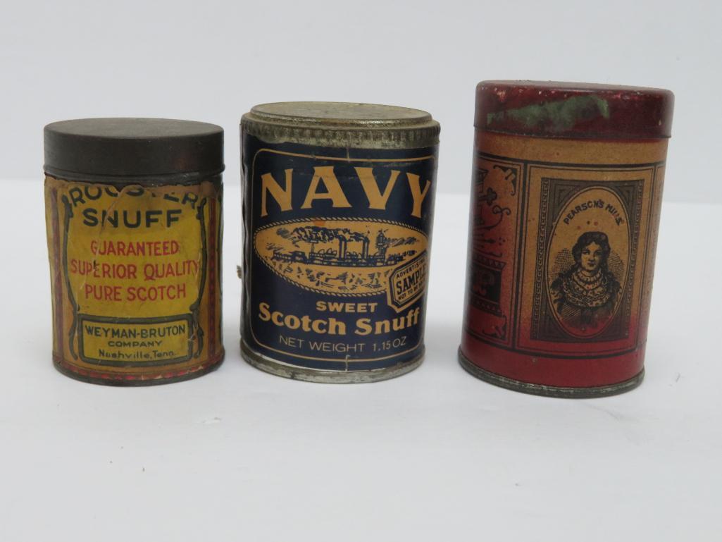 Snuff containers, Salome cigarette and partial Mi Lola cigar box