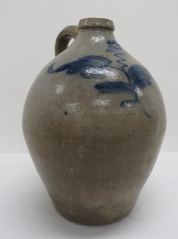 3 gallon ovoid cobalt decorated jug, 14", floral decorated