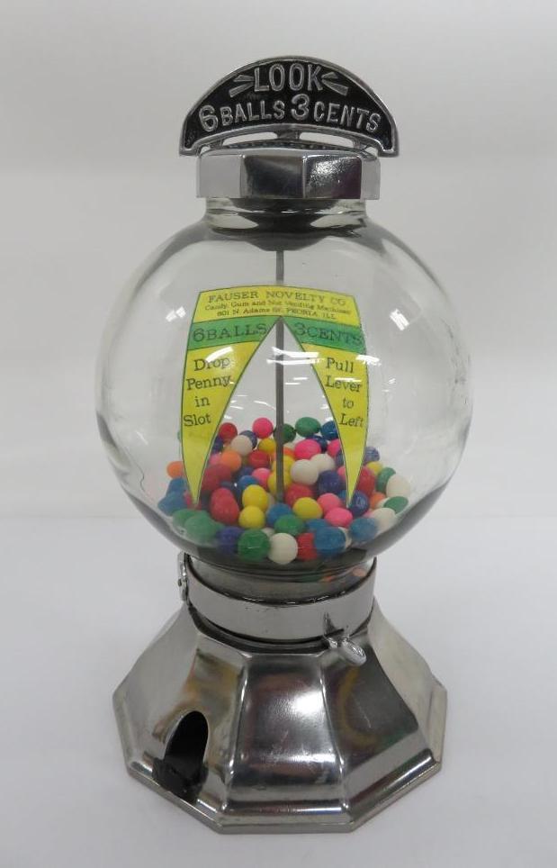 Vintage Penny Simpson Leebold 1-2-3 Gumball Machine, 14"