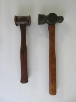 Two sparkless hammers, 15" brass head and 12" copper head