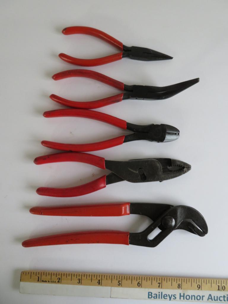 Five Snap-On pliers