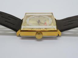 Vintage Brichot square face wrist watch, Swiss made, 17 jewel, working