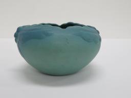 Van Briggle Ming blue acorn leaf bowl, 6" wide, 3 1/4" tall