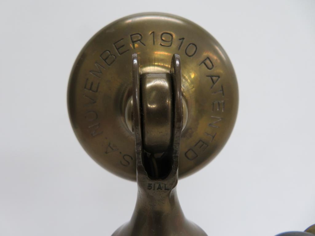 1913 brass Western Electric candlestick telephone, 11 1/2"