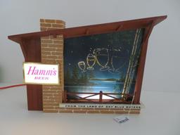 Hamm's Starry night chalet beer sign, working, fabulous color and movements