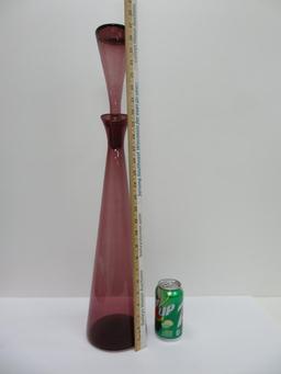 MCM art glass bottle with stopper, 27 1/2", polish pontil