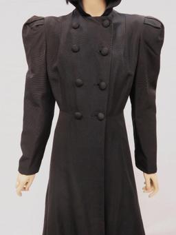 Vintage Black Walking Coat with hood, full length, Watt & Shand Lancaster Penna