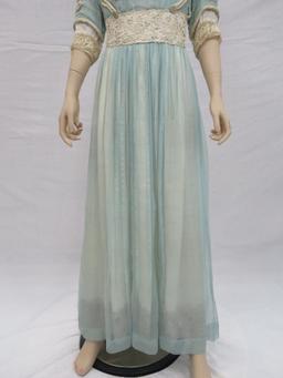 Lovely blue satin dress with embellishments