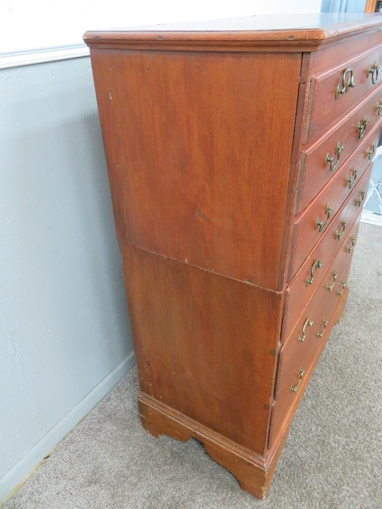 Early Two Piece three drawer Blanket Chest, c early 19th or late 18th century