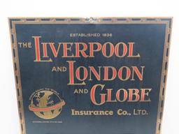 Outstanding Metal advertising calendar, Liverpool and London Globe Insurance Co , 12" x 20"