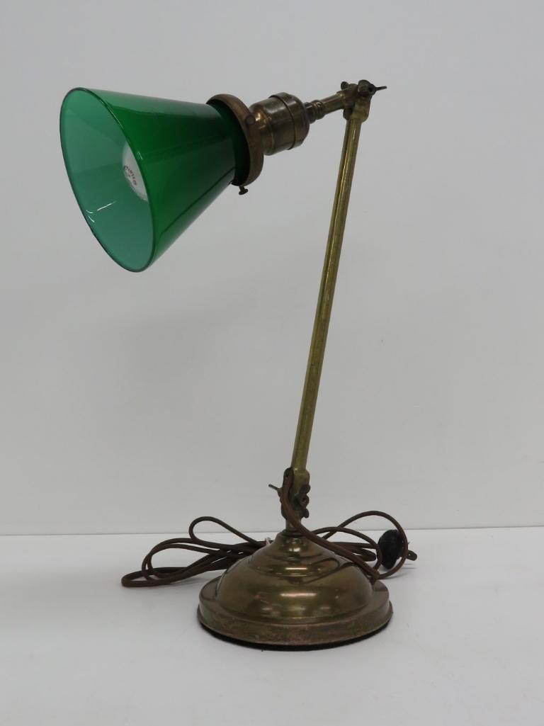 Bristol shade metal desk lamp, working, 16" tall