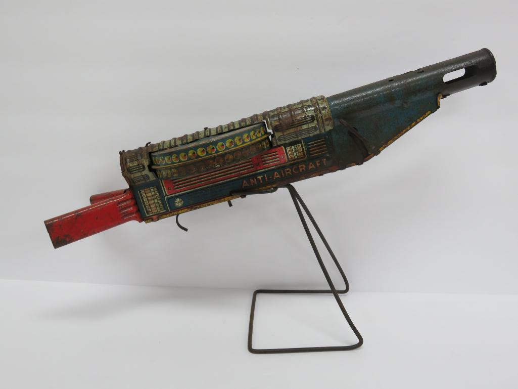 Louis Marx tin litho Anti-Aircraft tin litho toy, working, 17" long