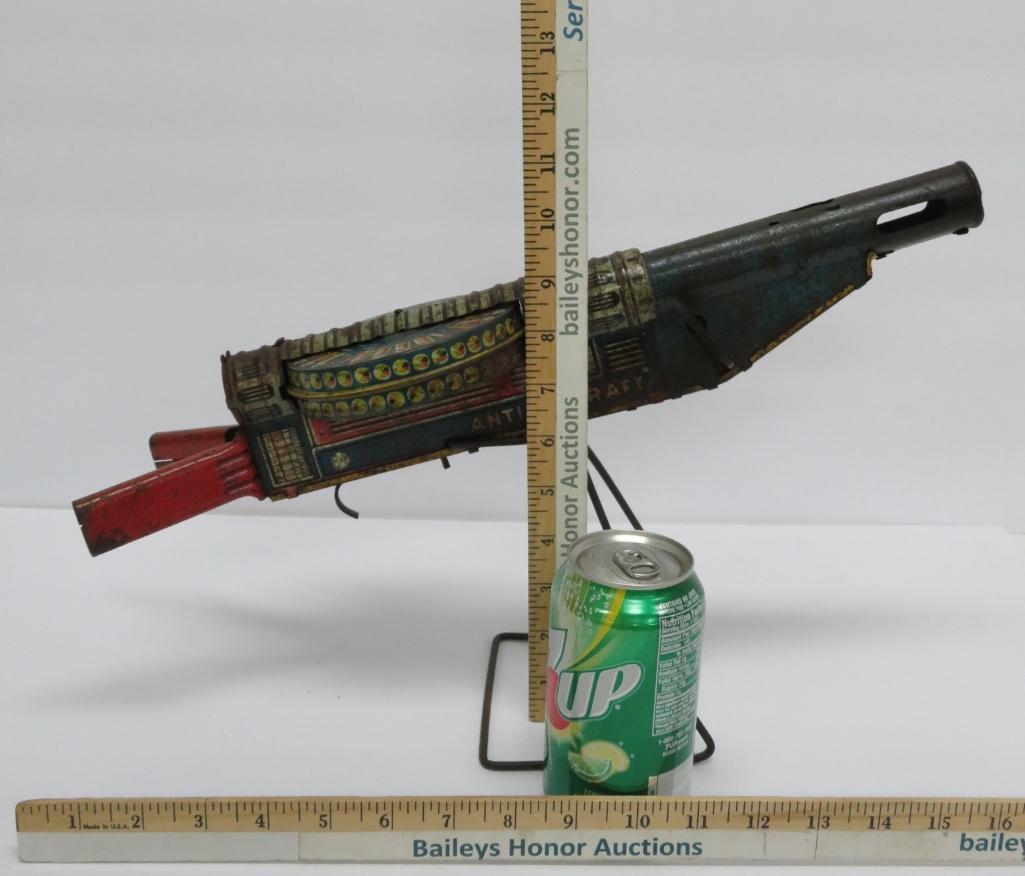 Louis Marx tin litho Anti-Aircraft tin litho toy, working, 17" long