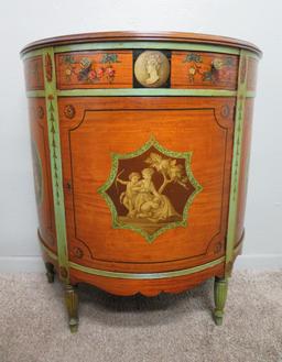 Wonderful 20th Century Demilune side Cabinet, Johnson-Handley-Johnson, Grand Rapids, MI, 35" tall