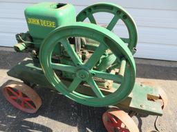 John Deere Hit and Miss Engine on manufactured cart, Type E, 1 1/2 HP