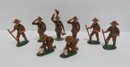 8 Barclay Boy Scout figures, c 1930/40's, lead toy figures