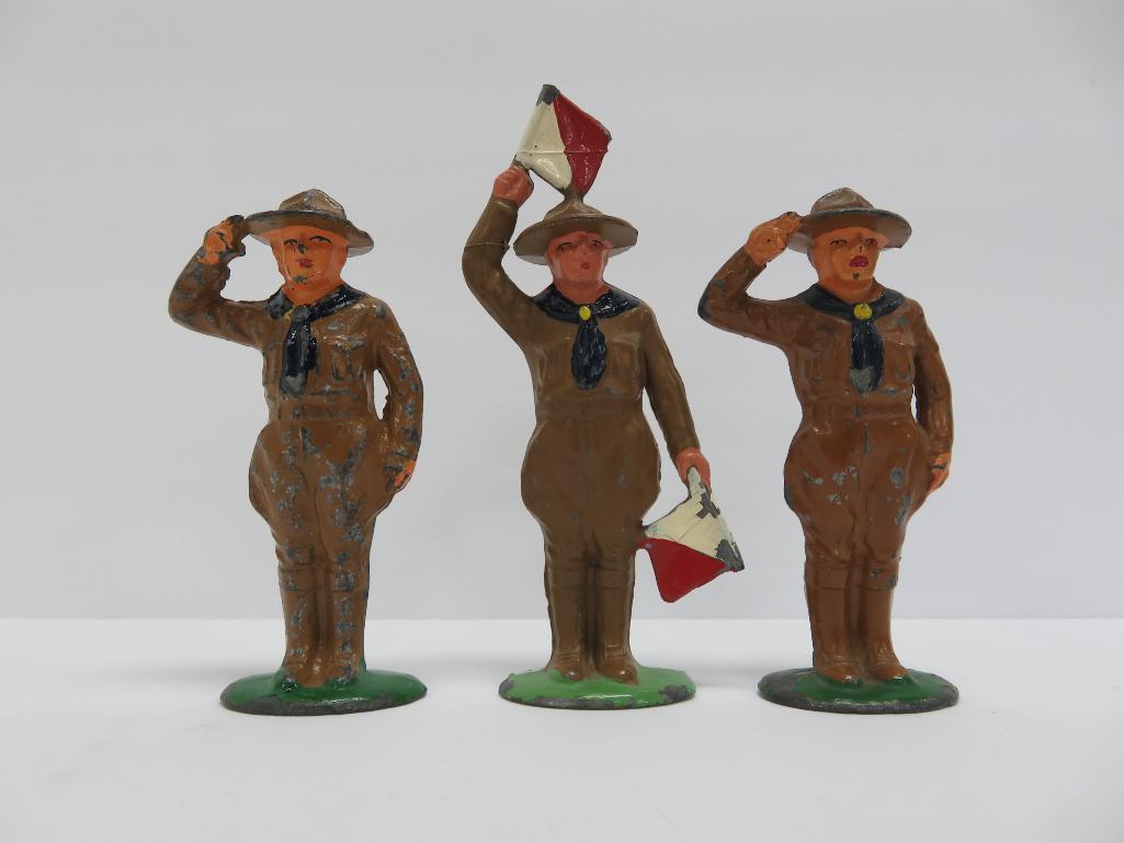 8 Barclay Boy Scout figures, c 1930/40's, lead toy figures