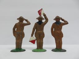 8 Barclay Boy Scout figures, c 1930/40's, lead toy figures