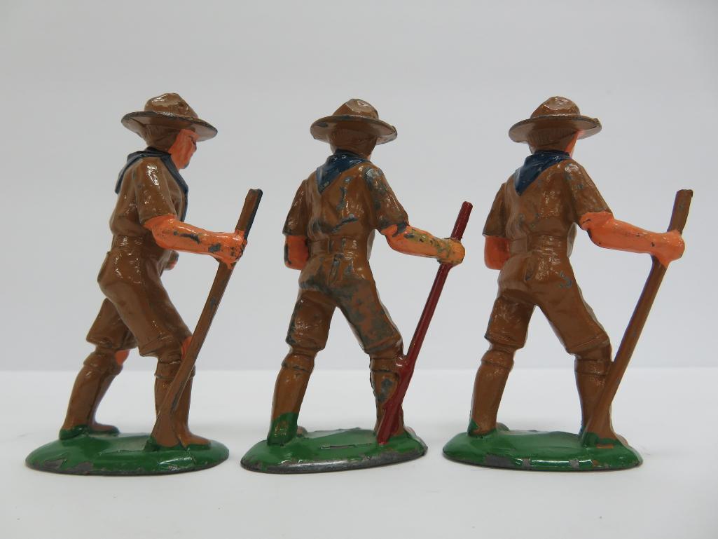8 Barclay Boy Scout figures, c 1930/40's, lead toy figures