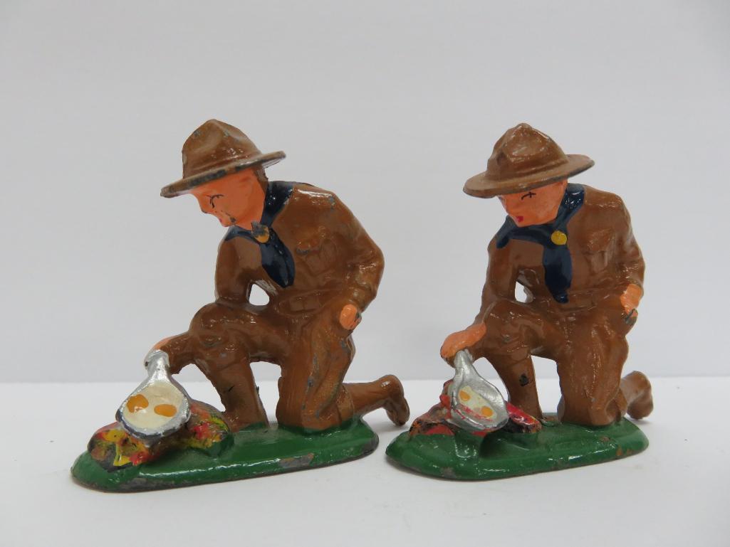 8 Barclay Boy Scout figures, c 1930/40's, lead toy figures