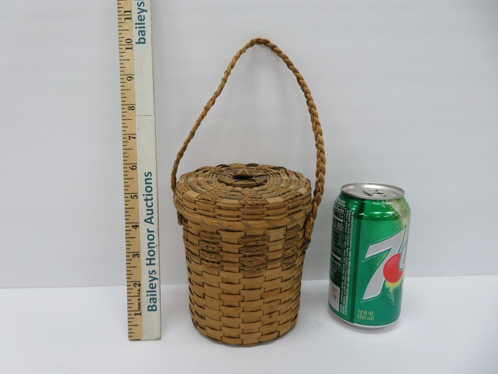 Native American basket, sewing basket, 5 1/2"