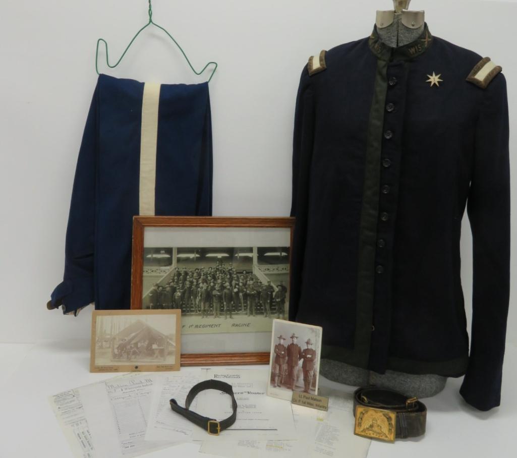 Uniform of Lt Paul Matson, Co F 1st Wisconsin Infantry Spanish Am War, Racine