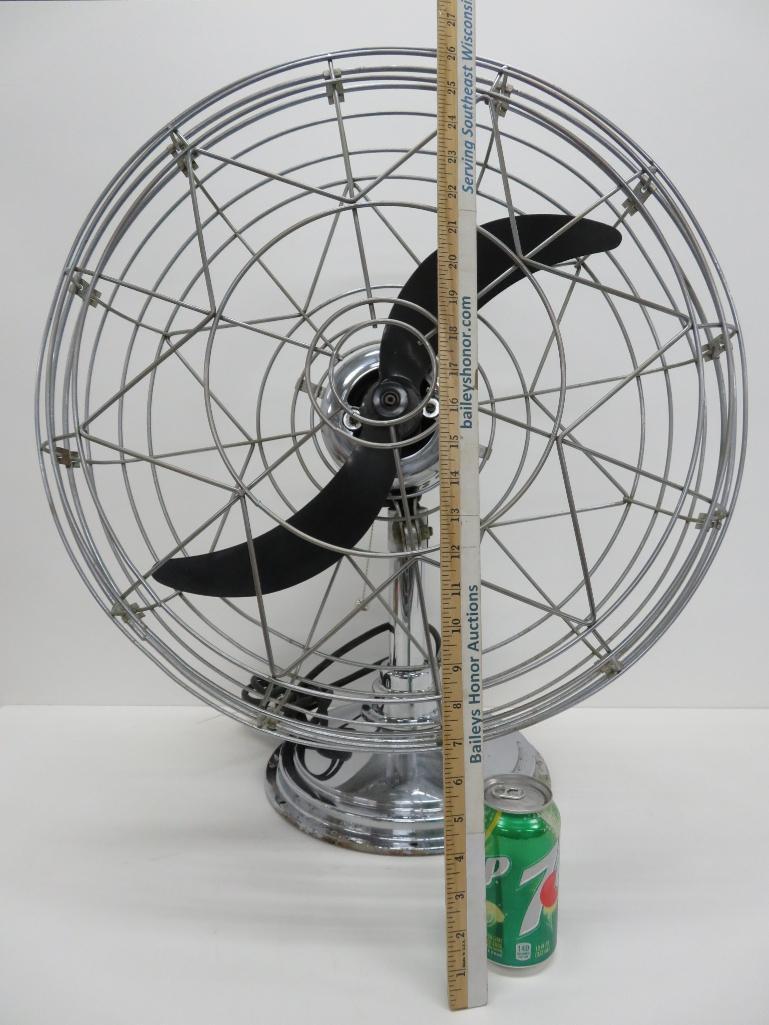 Awesome Fresh'nd Aire Deco style fan, 24" tall and 22" wide, working, c 1950's