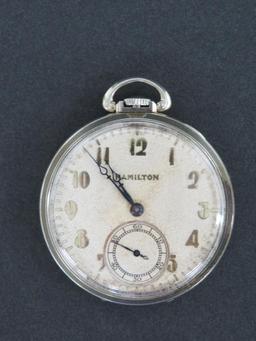 Hamilton pocket watch and Hamilton watch box, model 912, 17 jewel