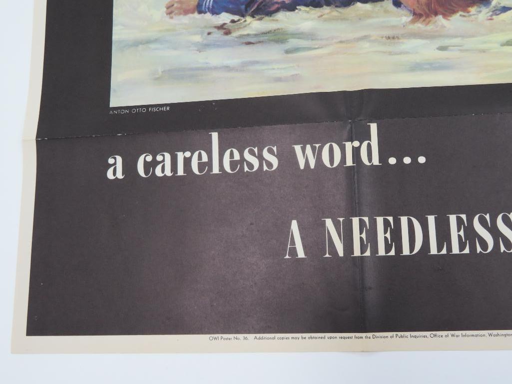 Original Anton Otto Fischer WWII poster, A Careless Word...A Needless Loss, #36