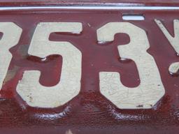 Matched pair 1920 Wisconsin License Plate, 12 1/2"