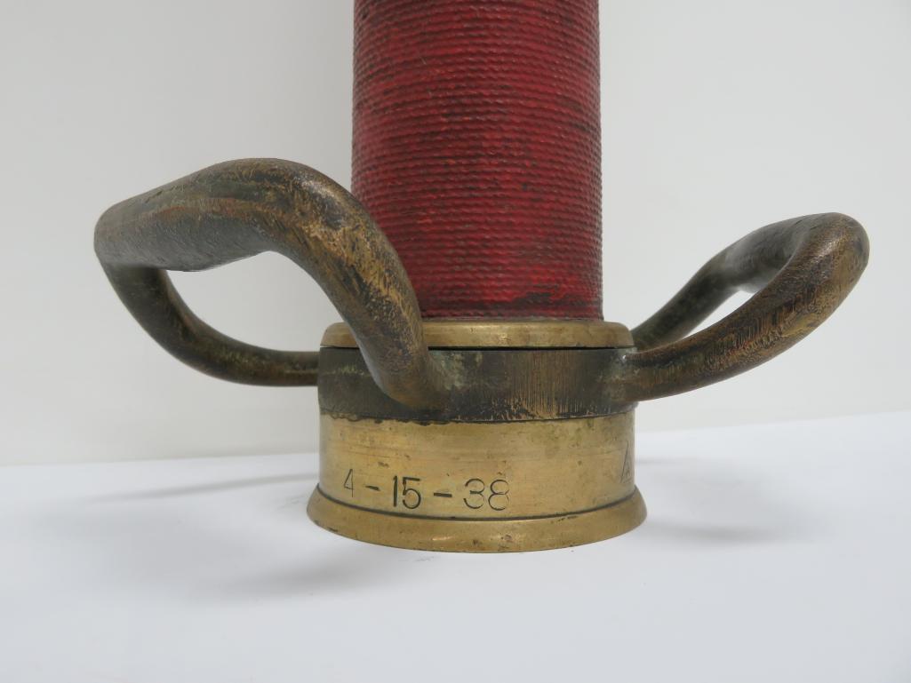 1938 Brass Fire Hose nozzle, 30"