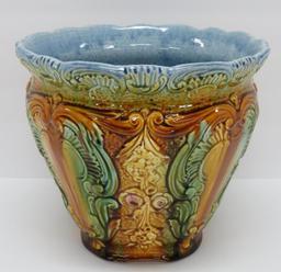 Antique Weller Majolica Jardiniere, 9"