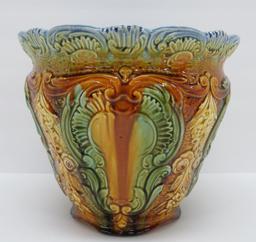 Antique Weller Majolica Jardiniere, 9"