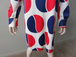 Vintage 1960's Pepsi Logo Mini dress with earrings and head scarf, Edie Gladstone