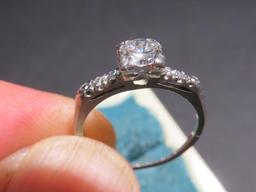 Vintage Platinum diamond solitaire ring size 5 1/2 with vintage ring box