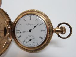Elgin Imperial pocket watch, dust cover marked 14k, 7 jewels, lovely ornate case, 1 3/4"