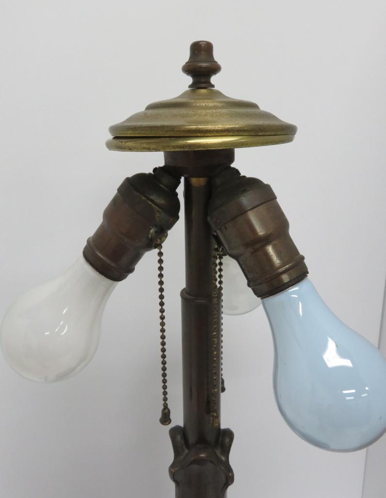 Fantastic reverse painted table lamp, unmarked possible Phoenix