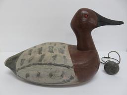 Wooden duck decoy, beaded eyes, 17"