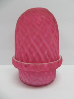 Quilted Cranberry pattern case glass Fairy Lamp, 5"