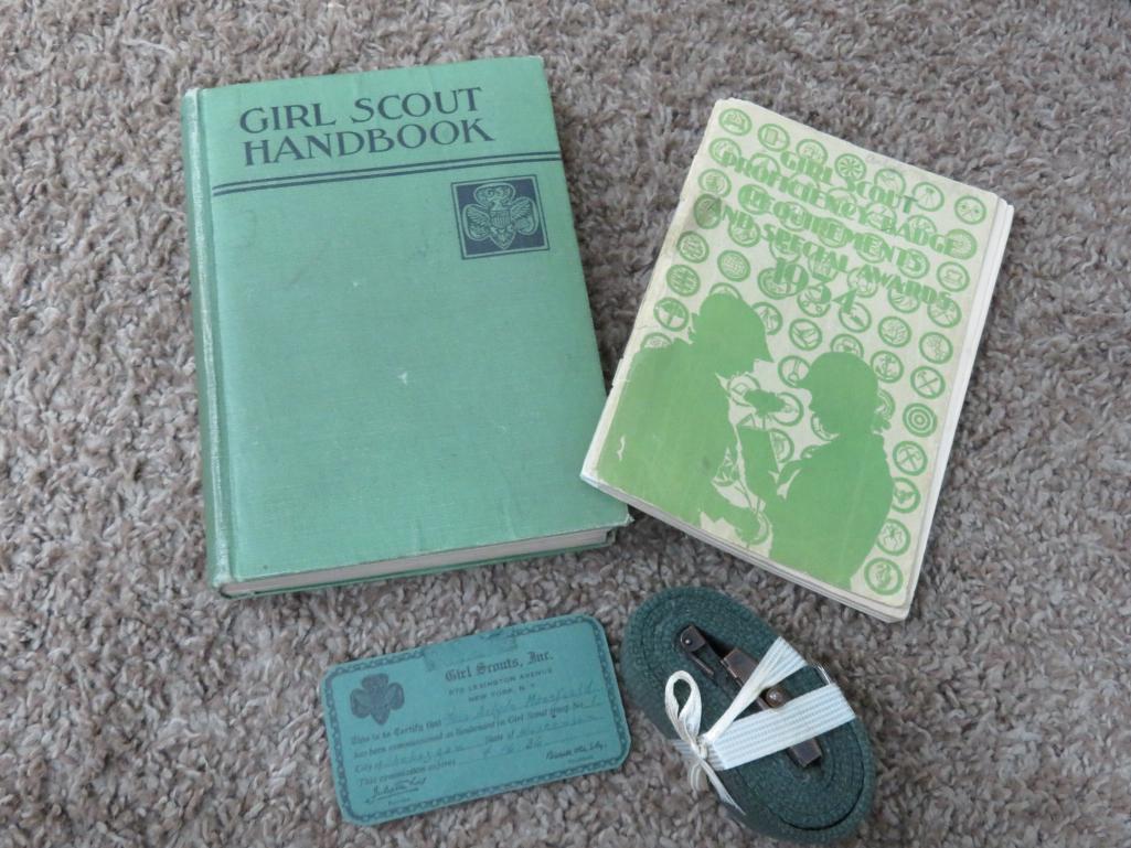 1930's hard to find Girl Scout Uniform, complete with books and badges