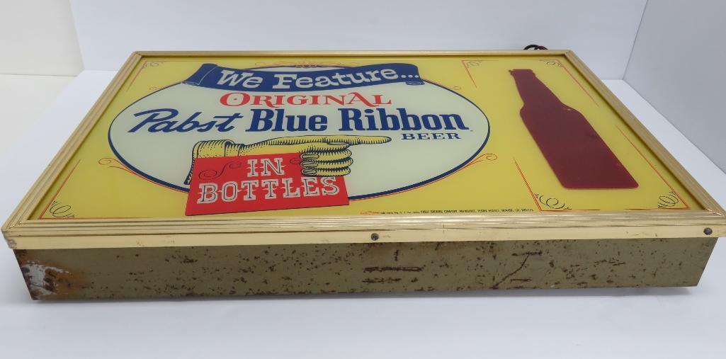 We Feature Original Pabst Blue Ribbon Beer in Bottles, light up sign, works