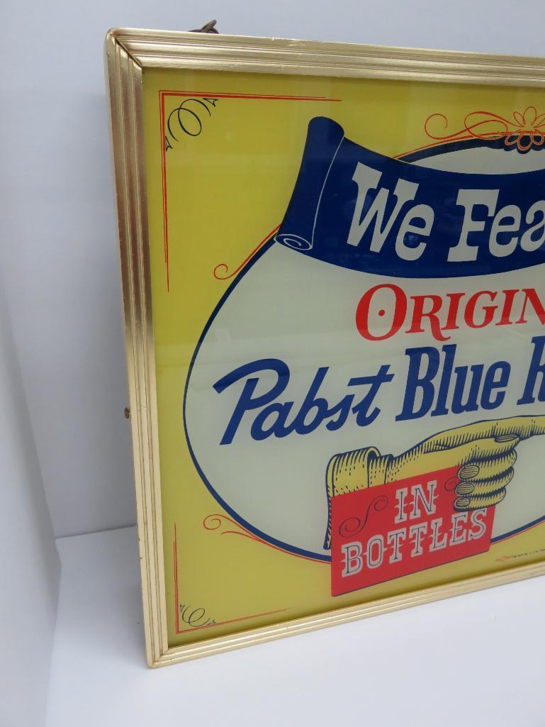 We Feature Original Pabst Blue Ribbon Beer in Bottles, light up sign, works
