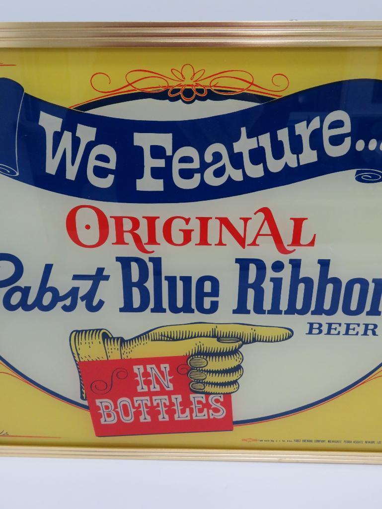 We Feature Original Pabst Blue Ribbon Beer in Bottles, light up sign, works