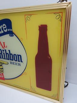 We Feature Original Pabst Blue Ribbon Beer in Bottles, light up sign, works