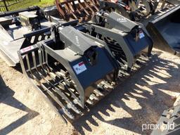 Unused Stout HD72-3 Rock Bucket/Brush Grapple Combo w/ Skid Steer Quick Att