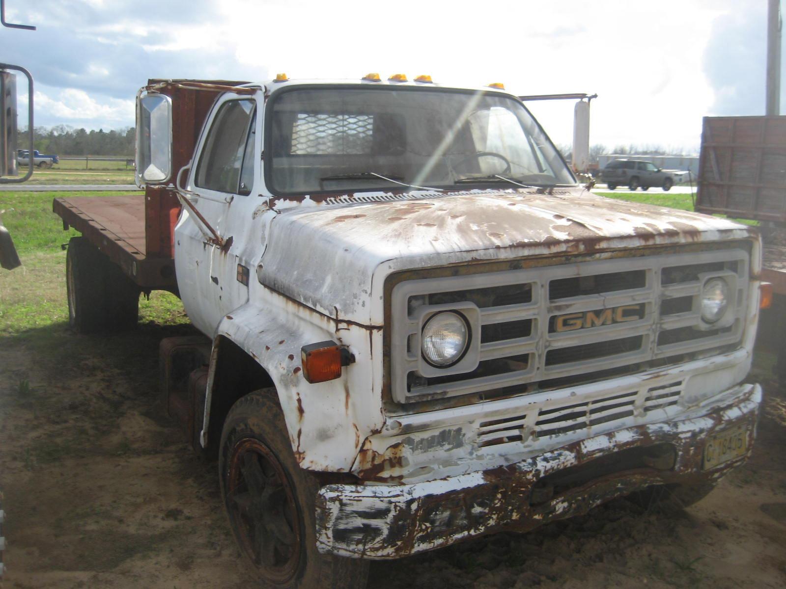 1980 GMC 7000 Flatbed Flatbed Dump Truck, s/n T170BAV584203: S/A, Gas Eng.,