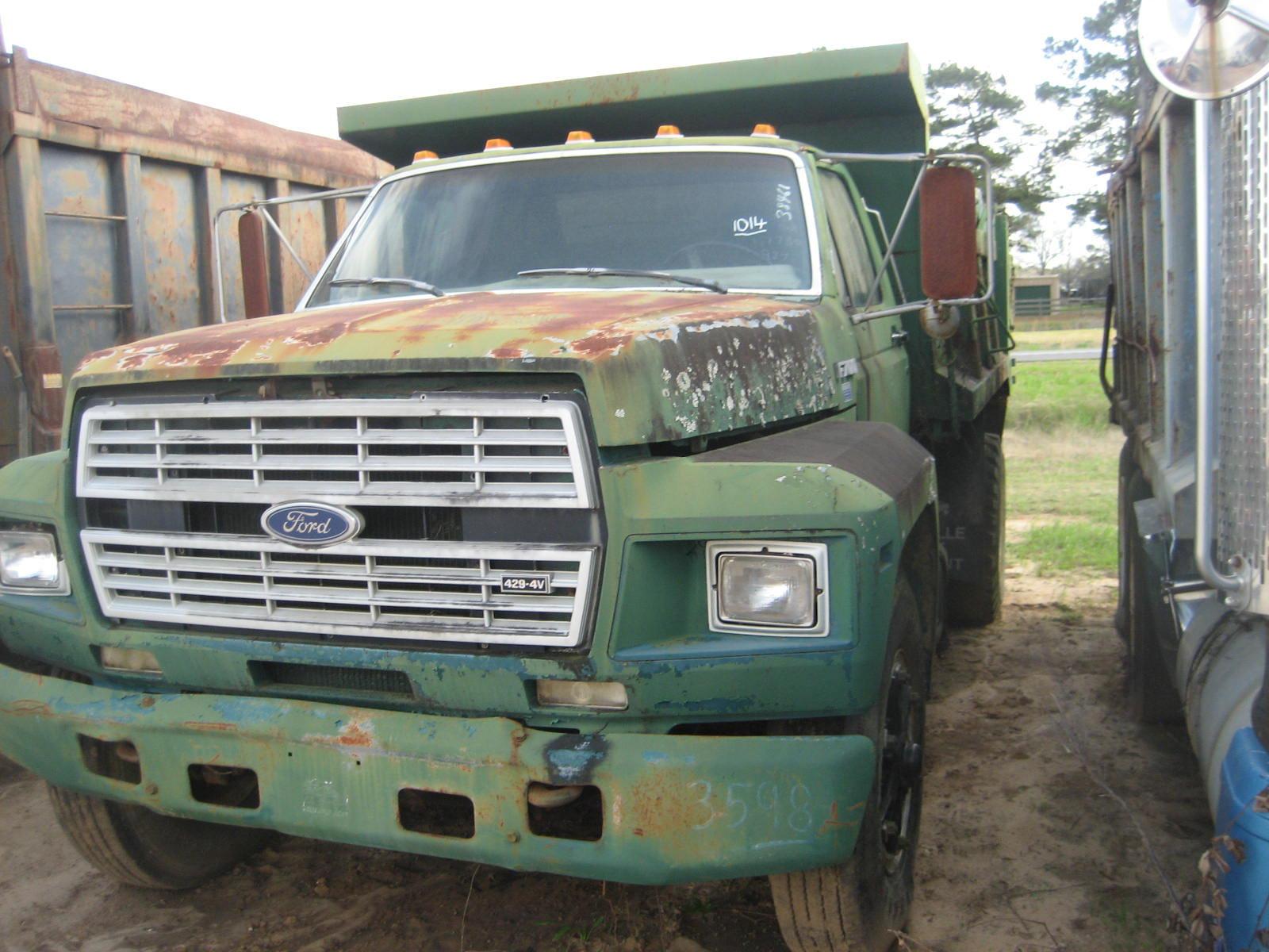 1989 Ford F700 Dump Truck, s/n 1FDF70D70VA31965: S/A, Gas Eng., 5/2-sp.