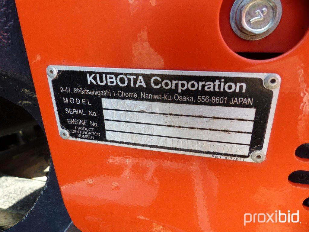 2012 Kubota KX057-4 Midi Excavator, s/n 21700: Hyd. Thumb, Push Blade, Mete